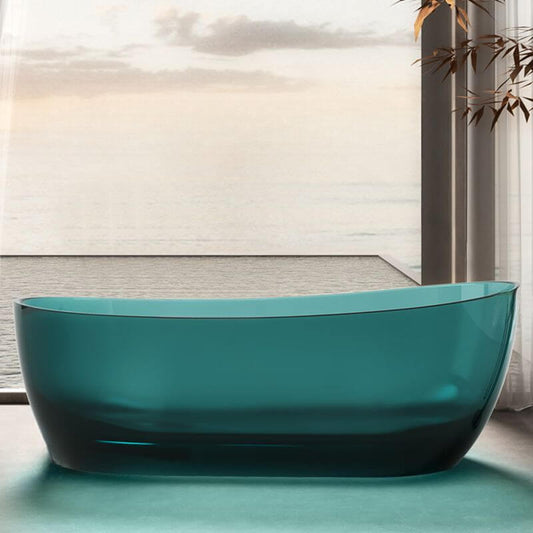 Oval freestanding resin bathtub with single slipper design for casual soaking