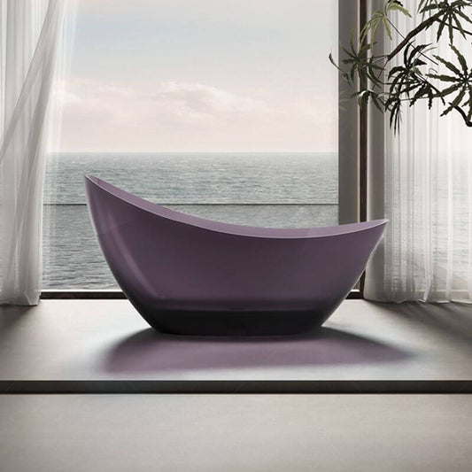 Oval freestanding resin bathtub with double slipper design for comfortable soaking