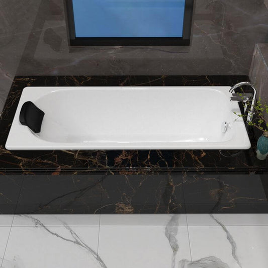 Rectangular cast iron drop-in bathtub, 47 by 27.5 inches, soaking tub with back-to-wall design