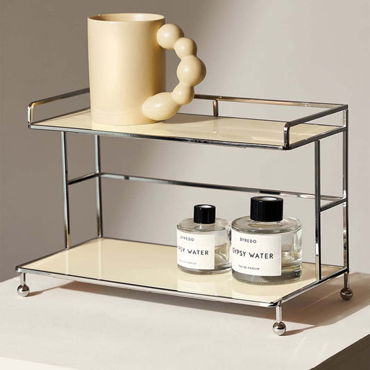 Cream Acrylic Freestanding Storage Shelf with Open Design Main Product Image