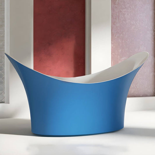 Modern freestanding double slipper acrylic soaking bathtub with slip-resistant surface