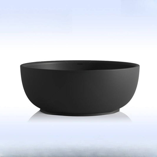 Ink Orbicular freestanding bathtub with roll top design, perfect for casual soaking, 47 by 47 inches