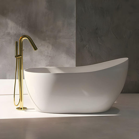Modern freestanding acrylic soaking bathtub with single slipper design for bathroom