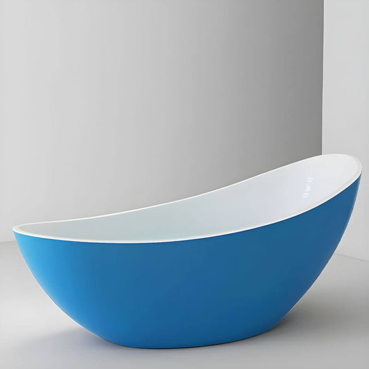 Oval acrylic freestanding soaking bathtub with single slipper design for modern bathrooms