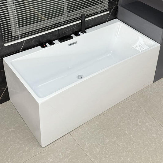 Contemporary Ink rectangular freestanding bathtub with back to wall design, polymethyl methacrylate material