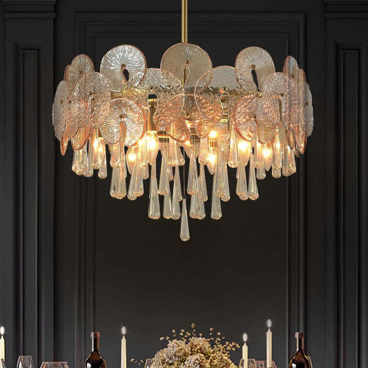 Five-Tier Gold Glam Chandelier with Nine Lights - Metal Fixture Main Product Image