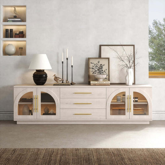 Japandi LED TV Stand With Soft-Close Drawers - Ash Veneer Main Product Image