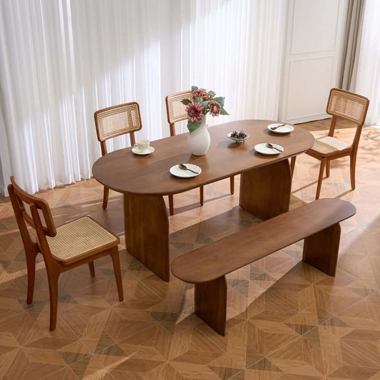 Japandi Pine Wood Oval Dining Table, Seats 6 Main Product Image