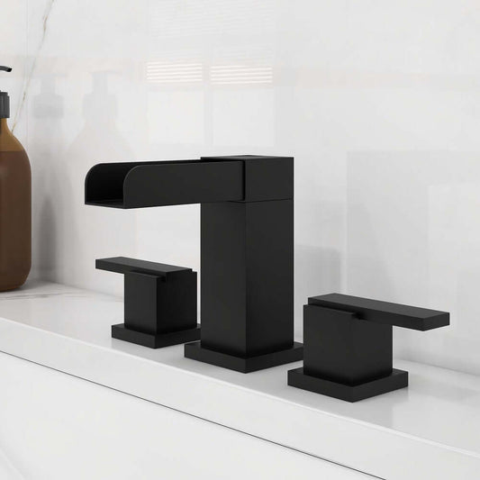 Mero Widespread Bathroom Faucet with Waterfall Spout and Lever Handles Main Product Image