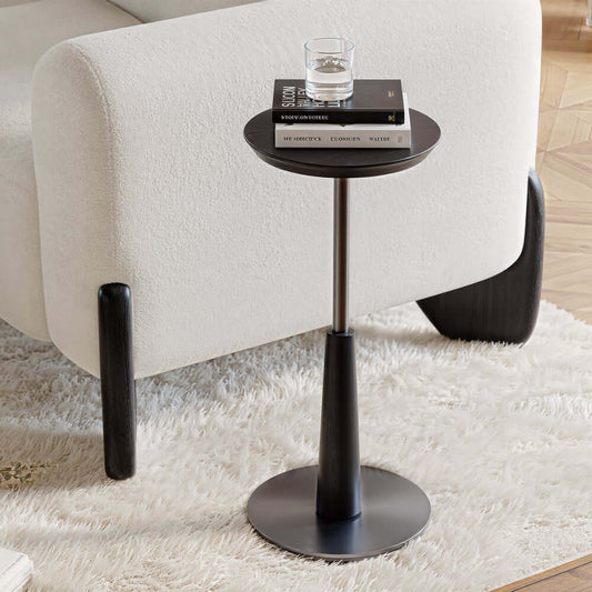 Mid-Century Modern Walnut Round Side Table Main Product Image