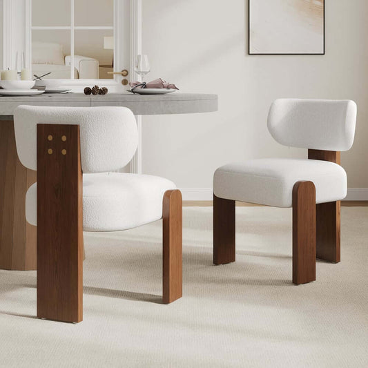 Mid-Century Modern White Boucle Dining Side Chair Main Product Image