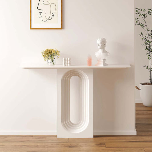Minimalist White MDF Console Table - Japandi Style Entryway Table Main Product Image