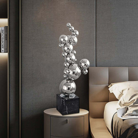 Modern Abstract Marble and Stainless Steel Sculpture Main Product Image