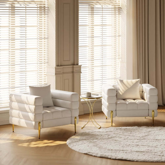 Modern Armchair With Gold Legs And Faux Leather Upholstery Main Product Image