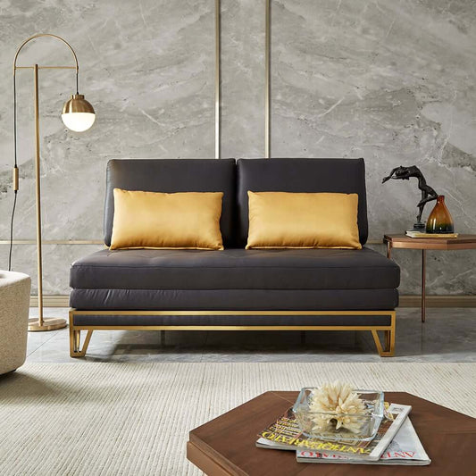 Modern Black Faux Leather Sofa Bed With Adjustable Backrest Main Product Image