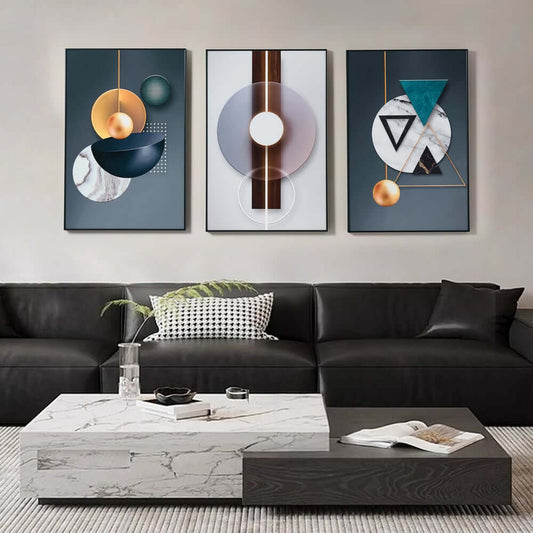 Modern Black Plastic Wall Art Set with Abstract Geometric Design Main Product Image