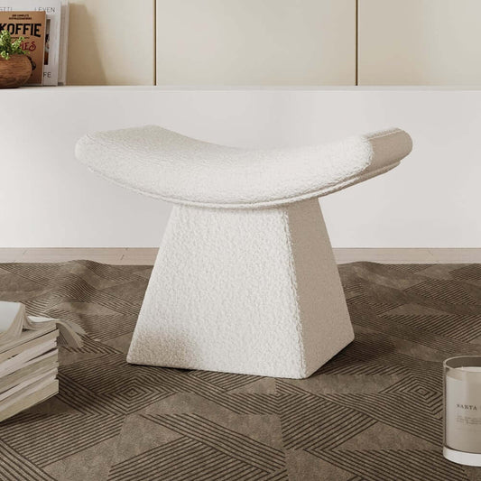 Modern Boucle Footstool with Abstract Design, 20.1" Wide Main Product Image
