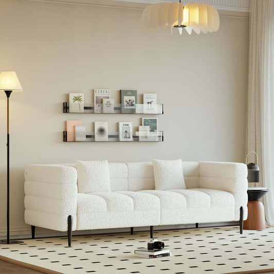 Modern Boucle Sofa With Metal Legs And Cushion Back Main Product Image