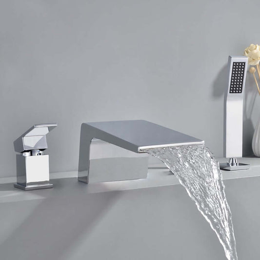 Modern Brass Waterfall Bathtub Faucet with Hand Shower Main Product Image