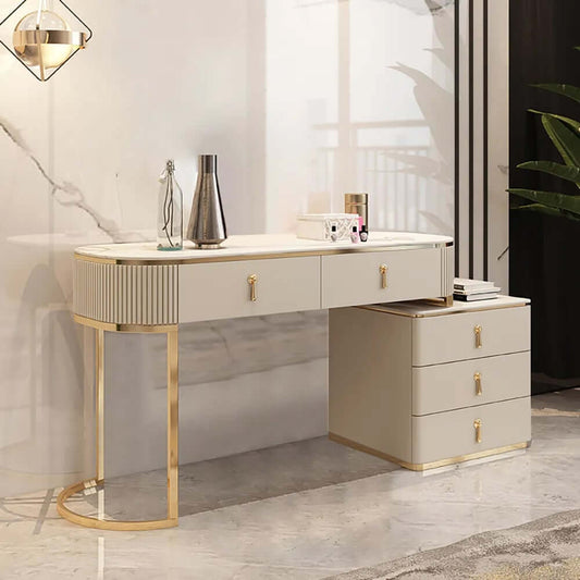 Modern Champagne Sintered Stone Vanity With 5 Drawers Main Product Image
