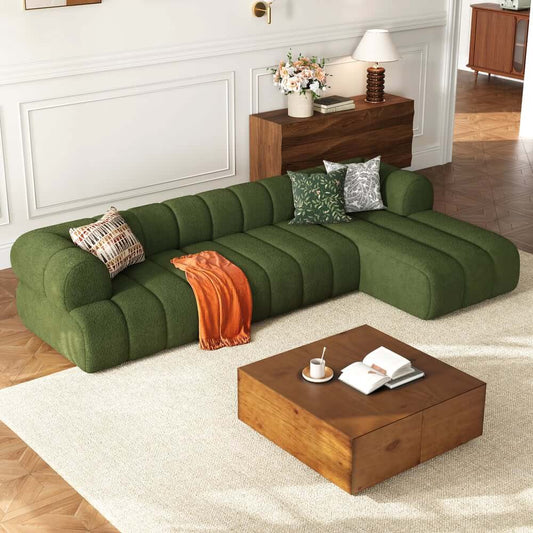 Modern Chenille Velvet Sofa Chaise - Modular Design Main Product Image