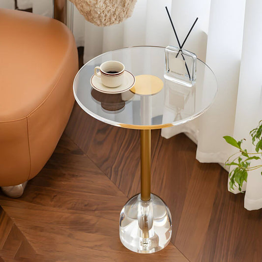 Modern Clear Acrylic End Table with Cylindrical or Dome Base Main Product Image