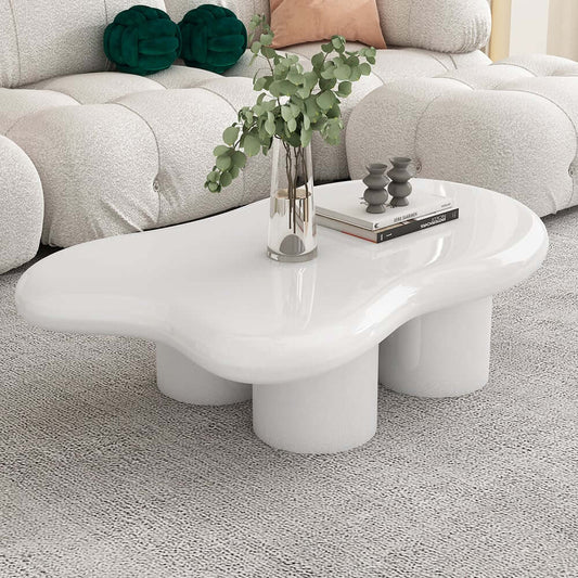 Modern Cloud-Shaped Coffee Table, Engineered Wood, White Main Product Image