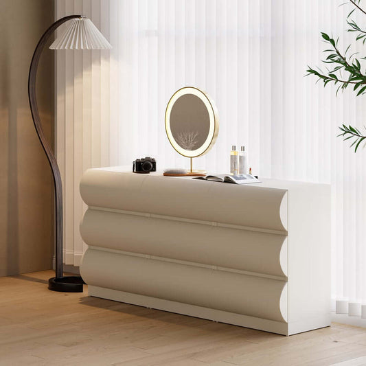 Modern Double Dresser with 6 or 9 Drawers in Faux Leather Main Product Image
