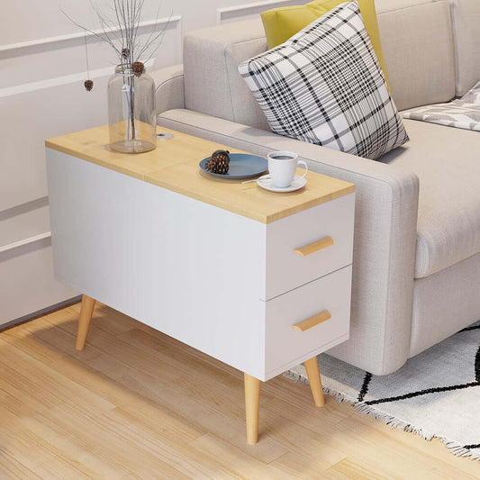 Modern Engineered Wood Side Table With Storage Drawers Main Product Image