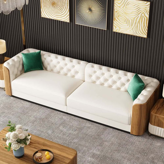 Modern Faux Leather 3-Seater Sofa with Square Arms Main Product Image