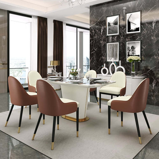 Modern Faux Leather Side Chairs With Gold Metal Legs, Set of 2 Main Product Image