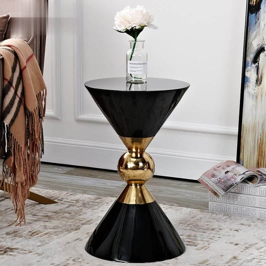 Modern Fiberglass Pedestal End Table - Round Black Design Main Product Image