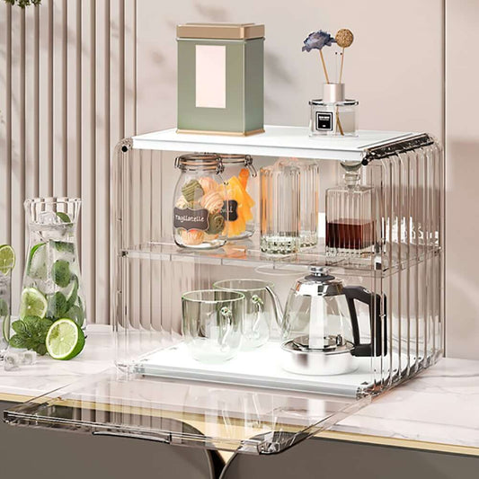 Modern Freestanding Acrylic Shelf with Removable Dividers Main Product Image