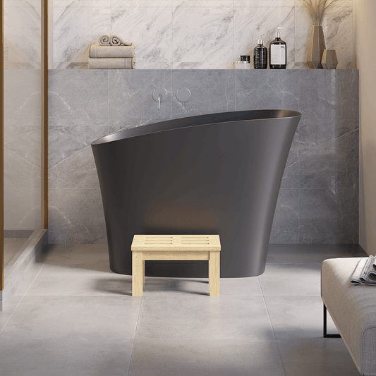 Modern Freestanding Single Slipper Bathtub with Integrated Seat