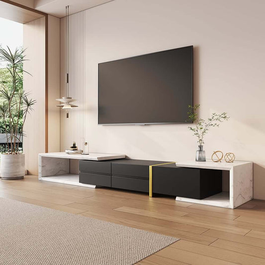 Modern Freestanding TV Stand With Drawers - Stainless Steel Main Product Image