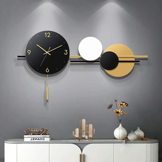 Modern Geometric Metal Wall Clock with Silent Quartz Movement Main Product Image