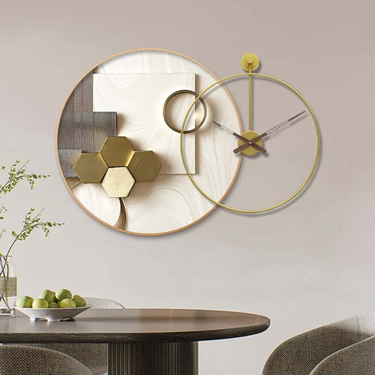 Modern Gold Metal Wall Clock with Artistic Round Design Main Product Image