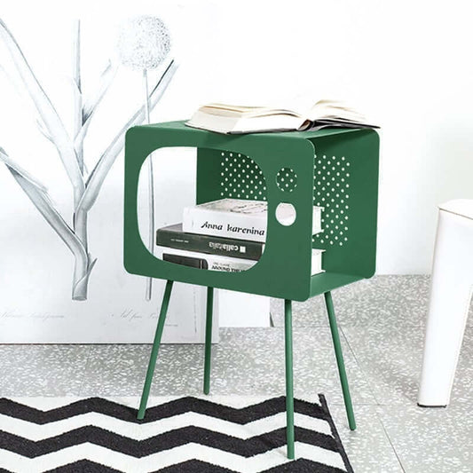 Modern Green Metal End Table With Storage Main Product Image