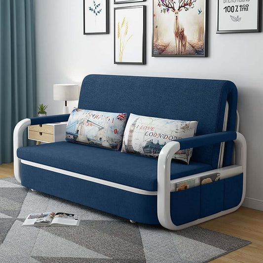 Modern Linen Sofa Bed With Storage And Square Arms Main Product Image