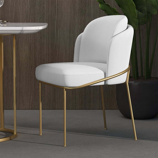 Modern Linen Upholstered Side Chair Set With Gold Legs Main Product Image