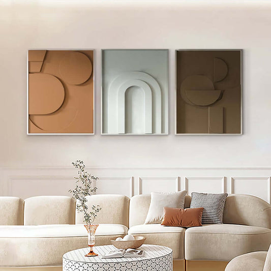 Modern Multi-Color Geometric Wall Art Set with Aluminum Frame Main Product Image