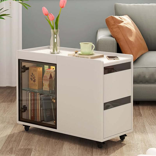 Modern Off White Coffee Table With Wheels Main Product Image
