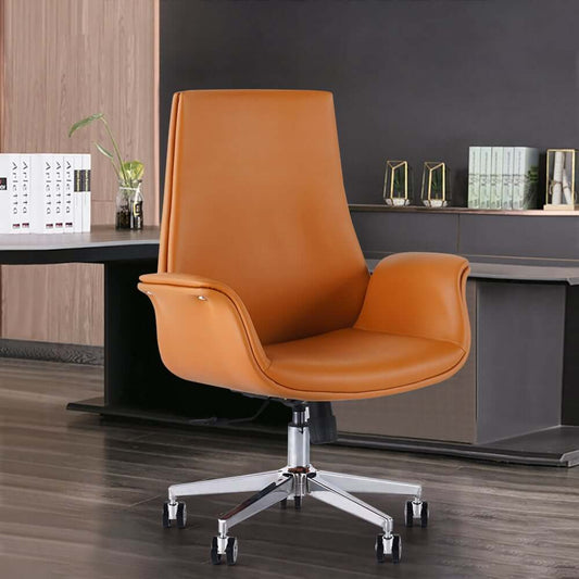 Modern Orange PU Leather Conference Chair with Adjustable Height Main Product Image
