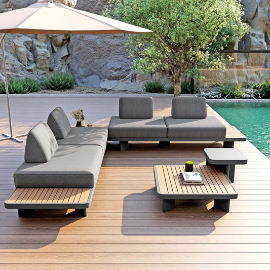 Modern Outdoor Sectional Sofa Set with Aluminum Frame and Cushions Main Product Image