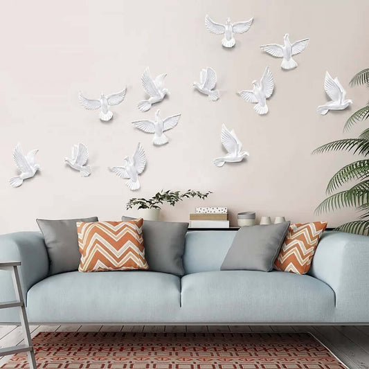 Modern Resin Bird Wall Art Set – 6-Piece Flock Sculpture Decor Main Product Image