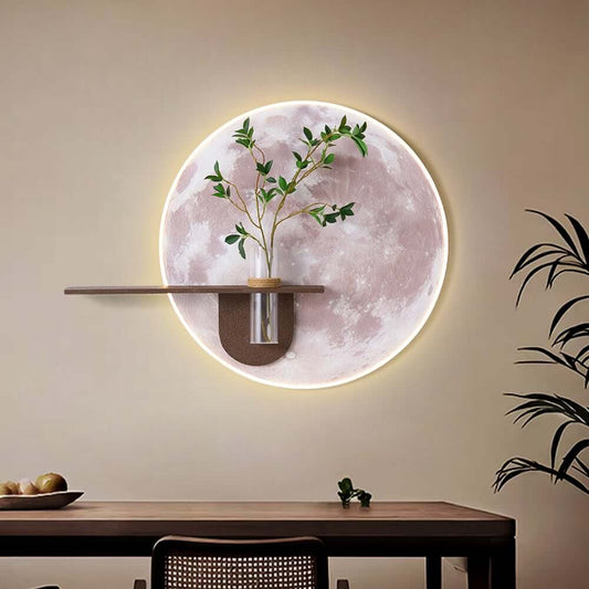 Modern Round Wall Art with LED Lighting and Nature-Inspired Design Main Product Image