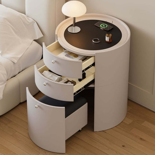 Modern Saddle Leather Vanity Set With Sintered Stone Top Main Product Image