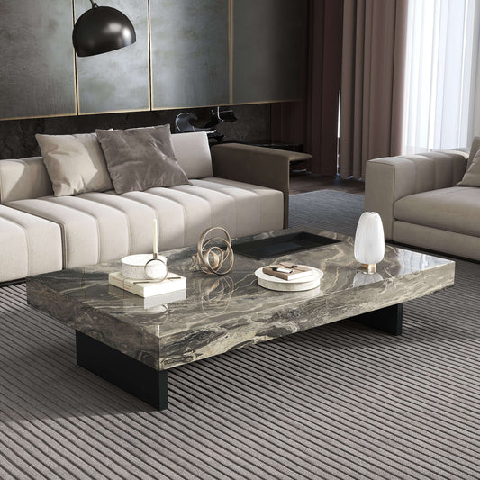 Modern Sintered Stone Coffee Table with Carbon Steel Base Main Product Image