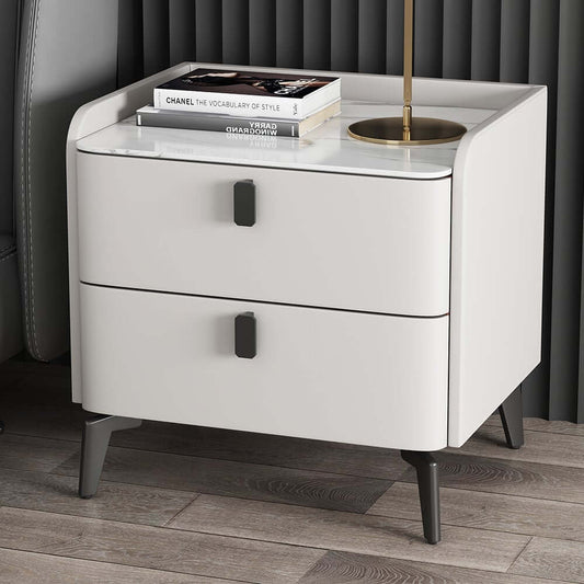 Modern Sintered Stone Nightstand With Two Drawers Main Product Image