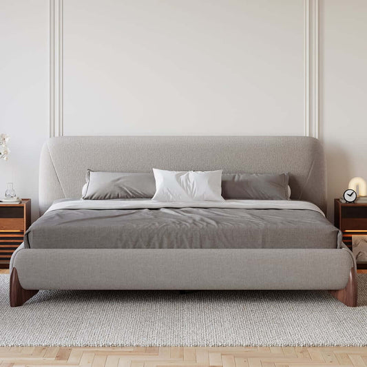 Modern Upholstered King Bed with Cotton & Linen Fabric Main Product Image